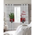thumbnail image 2 of Christmas Red Truck Black Out Curtains 72 Inch Long, Light Blocking Drapes with Black Liner, Xmas Pine Tree Rustic Wood Grain Thermal Blackout Curtains for Bedroom Living Room 52"x72" 2 Panels, 2 of 8