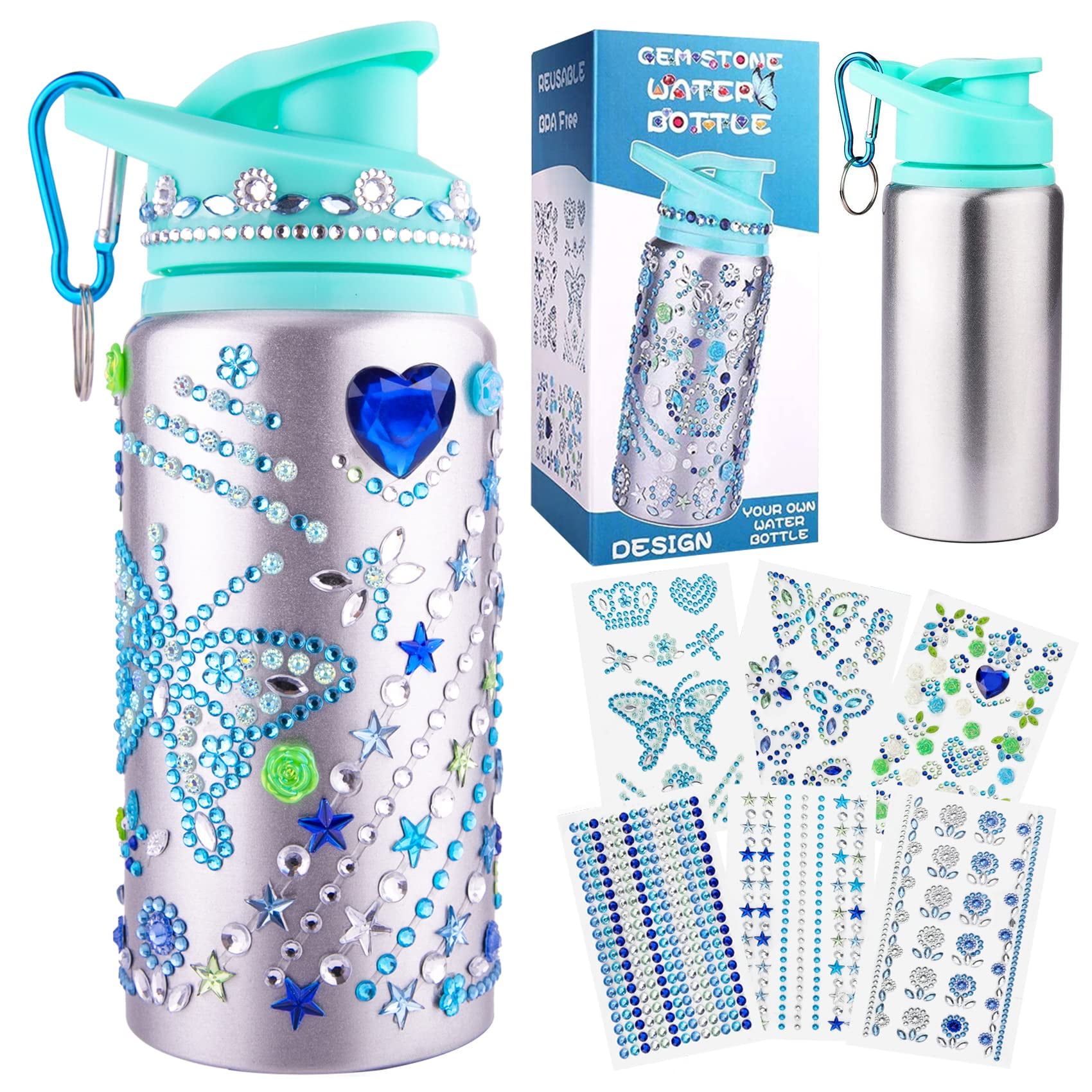 DECORATE YOUR OWN GEMSTONE WATER BOTTLE CRAFT KIT - The Toy Insider