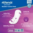 thumbnail image 6 of Attends Discreet Bladder Control Pads, Moderate Absorbency, One Size Fits Most, 14 1/2 in, 20 Count, 1 Pack, 6 of 10