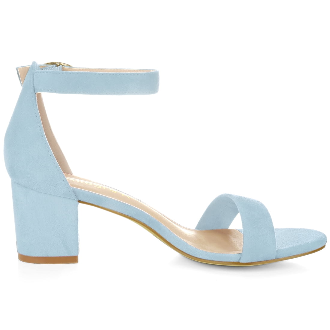DARING DIVA Women's Open Toe Block Heel Ankle Strap Sandals Sky Blue 7.5