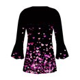 thumbnail image 5 of CFLVAEK Valentines Day Shirts for Women Cute Love Heart Print Pleated Blouse Tops Casual Button Up Shirts Flared 3/4 Sleeve T Shirts Hot Pink M, 5 of 6