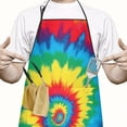 thumbnail image 2 of Colorful Rainbow Tie Dye Spiral Pattern Apron-Garden Aprons for Women with Pockets-Cotton Linen Waterproof Kitchen Cooking Gardening Aprons Adjustable for Kitchen,Cooking,BBQ and Salon 33x27 Inch, 2 of 7