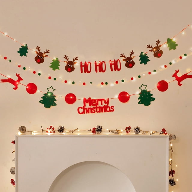 Cameland Christmas Hanging Flags, Christmas Decorations Flags Flowers Hanging Ornaments Scene Layout Lights Window Atmosphere Hanging Flags Christmas Tree Small Pendants