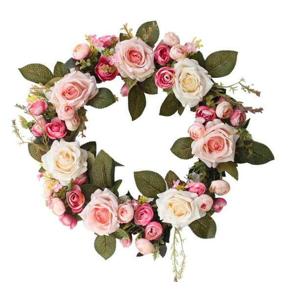SPRING PARK Artificial Flower Wreath Door Window Wall Hanging Summer Garland Decor