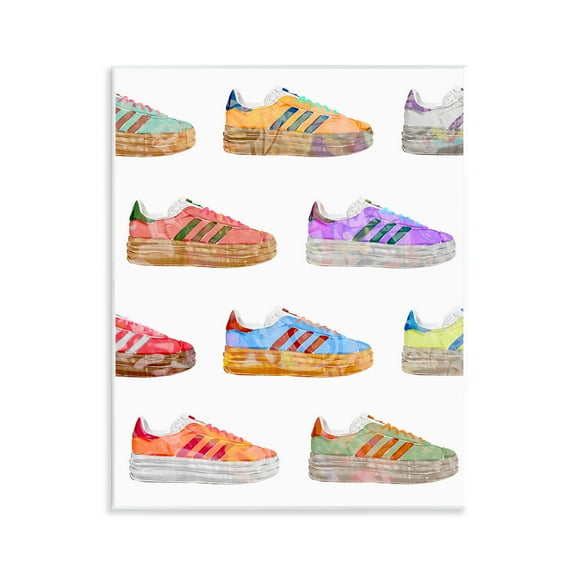 Stupell Industries Various Striped Sneakers Beauty & Fashion Painting Unframed Art Print Wall Art, 11 x 14