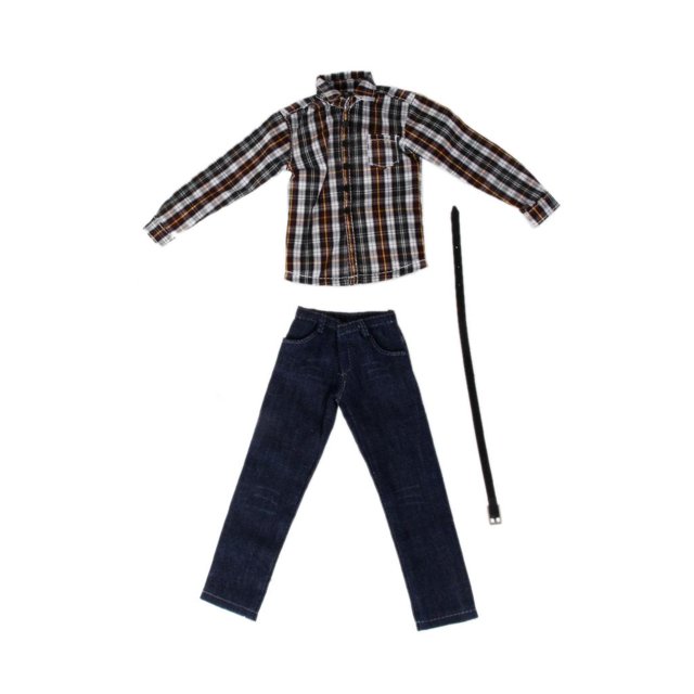 1/6 Ropa Cuadros Camisa de Manga Larga Pantalones Marrón para 12 Pulgadas Baoblaze Figura de acción ropa