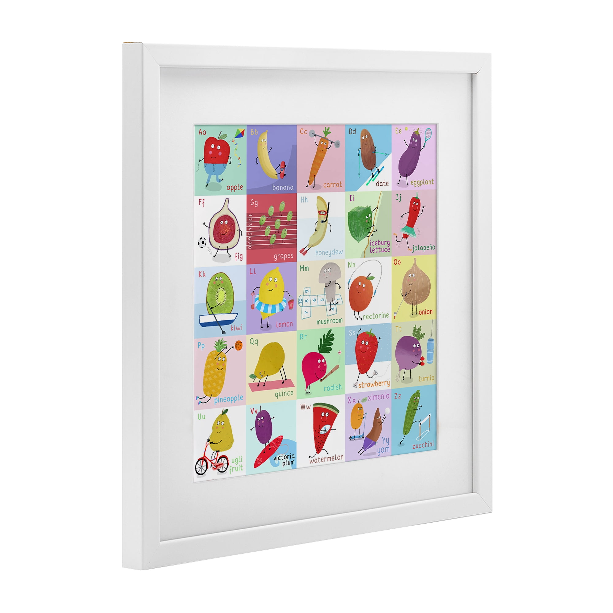 Stupell Industries Sporty Fruit Educational White Framed Print Under Glass, design by Carla Daly