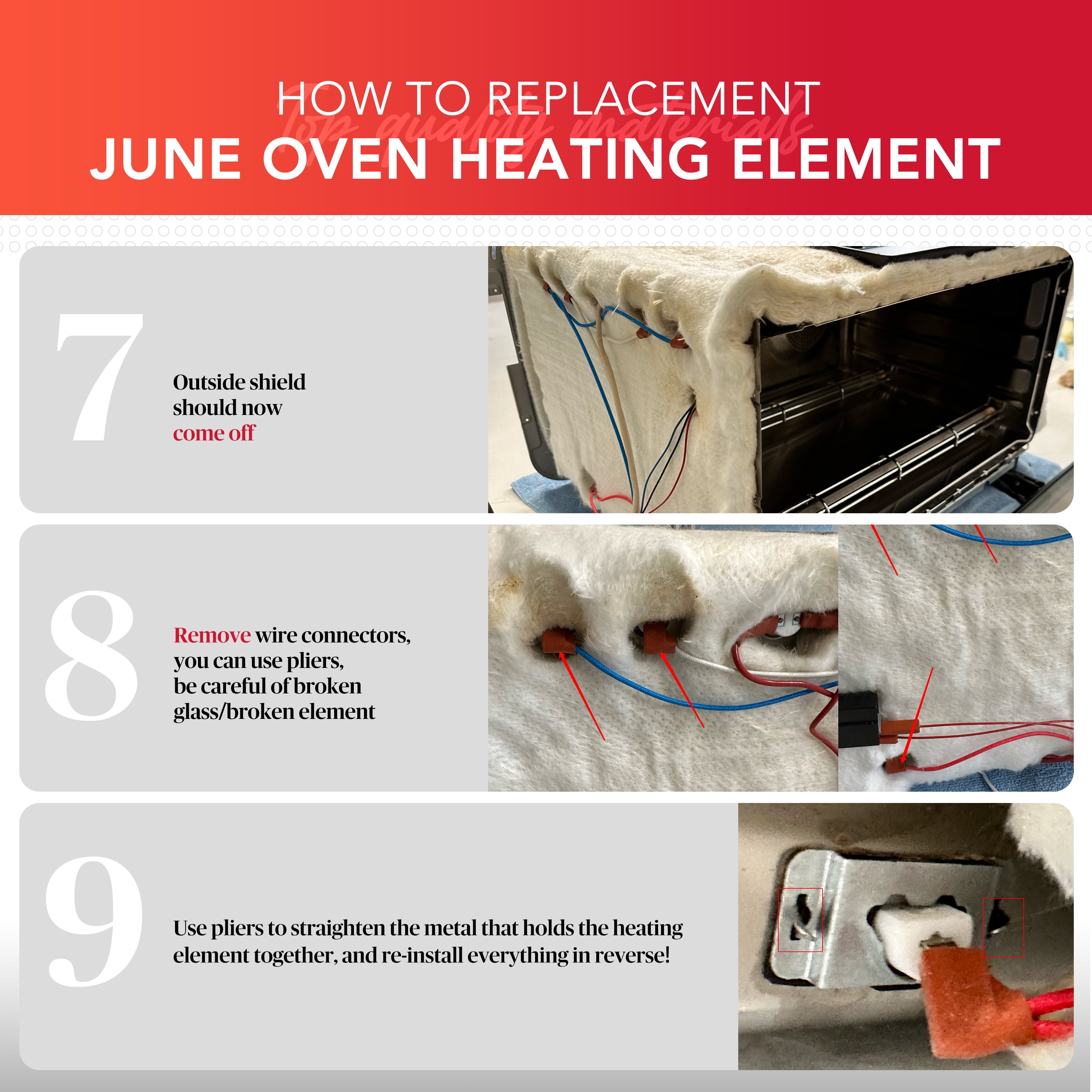 Infrared Quartz Heating/Heater Element - Compatible Replacement Part for June Oven Generations 1, 2, & 3, 450W, OEM Compatible