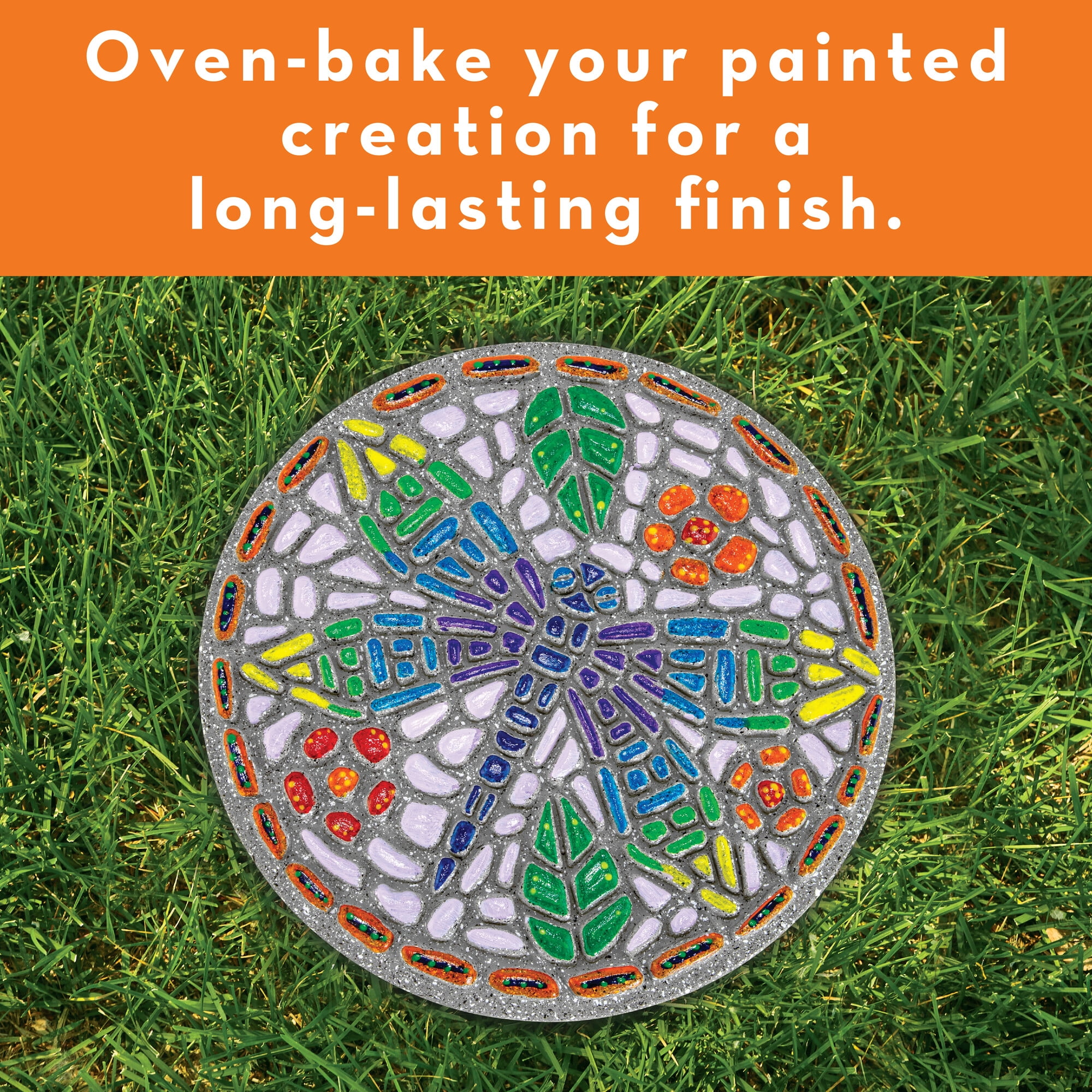 MindWare Paint Your Own Stepping Stone: Dragonfly, Paint Your Own Stepping Stones for Kids Craft Kit Includes Paint, Brushes and Instructions