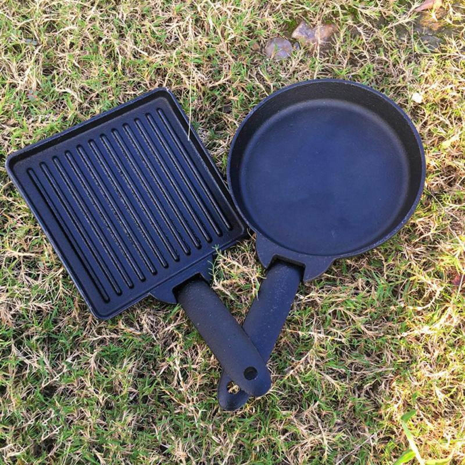 Bestargot  Camping Cast Iron Skillet 11 inch, 2-3 People Use, for Sauté,  Sear, Fry, Bake and Stir Fry –