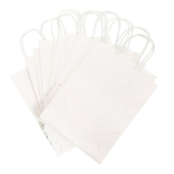 Raindrops White Paper Gift Bags with Handles for Wrapping Portable and Durable Bulk Restaurant Storage Pouches 10Pcs