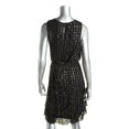 thumbnail image 3 of maison Jules Womens Tiered Metallic A-line Dress, Black, X-Small, 3 of 3