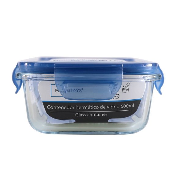 Contenedor Mainstays Hermético de Vidrio 600 ml Azul