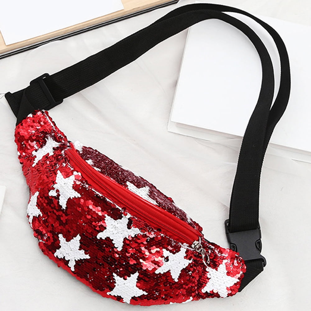 red sequin fanny pack