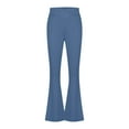thumbnail image 7 of Fesfesfes Girls Solid Color Pants High-Waisted V-Waist Yoga Trousers Full-Length Flared Leg Soft Stretchy Casual Gym Wearing Clothes(Blue,14 Years), 7 of 7