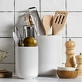 thumbnail image 4 of LE TAUCI Set of 2 Utensil Holder, 7.3"+5.4" Ceramic Crocks for Kitchen, Cooking Organizer & Plant Pots, White Kitchen Organizer, 4 of 9