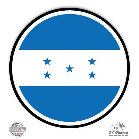 Honduras Flag - 3" Vinyl Sticker - For Car Laptop I-Pad Phone Helmet Hard Hat - Waterproof Decal