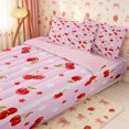 thumbnail image 3 of Erosebridal Cute Cherry Print Zipper Twin Comforter Sets with Fitted Sheet and 2 Pillowcases,Tiny Star Daisy Pink Base Accent Zipper Bedding Set,Blush Red,4-Piece,Pink Reversible, 3 of 6