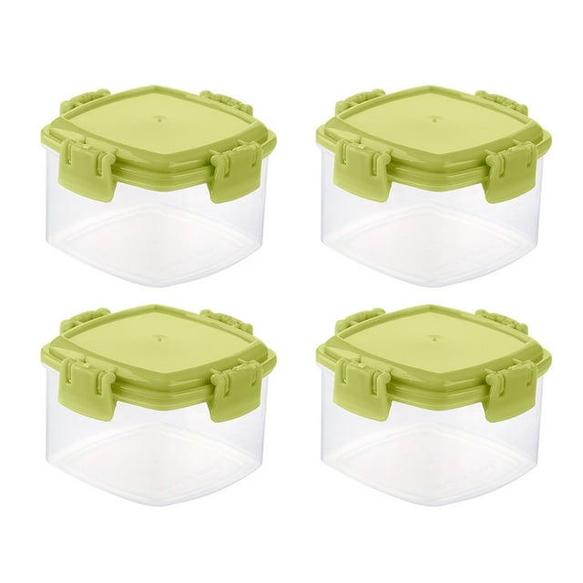 Rangement Alimentaire pour Réfrigérateur, Stockage de Légumes, Emballage Alimentaire, Conteneurs de Stockage de Nourriture, Sac à Lunch Réutilisable, 4 Pcs Mini Bouteilles d'Assaisonnement Carrées Transparentes avec Couvercle Étanche