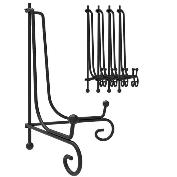 Iron Display Stand 5 Packs 10 Inches Plate Stand Picture Stand Photo Stand for Display Black Foldable Easel Stand Holder for Photo Frame Artwork Collection Decorative Plate Book Office