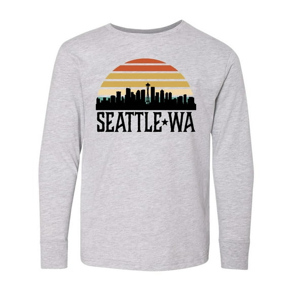 Inktastic Seattle Washington Skyline Sunset Long Sleeve Youth T-Shirt