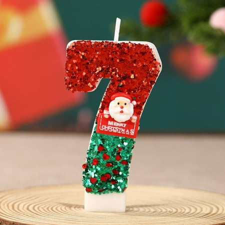 Tuscom Santa Claus Number Candles Set of 0-9 Handmade Digital Birthday Cake Candles for Christmas Holiday Celebrations Anniversaries and Special Events with Decorative Santa Figures