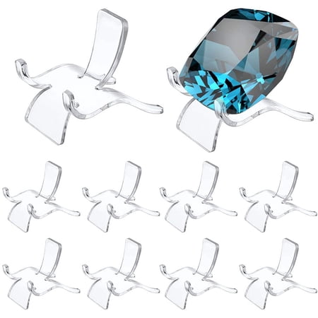 10 Packs Acrylic Triangle Display Holder - Clear Plastic Display Easel Stands for Geodes Rock Mineral Agate Fossil Coral Small Collectibles Display Stands, Medium