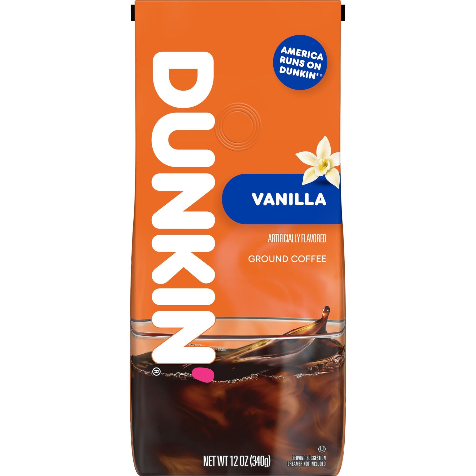 Dunkin’ French Vanilla Artificially Flavored Coffee, Ground Coffee, 12 oz Bag