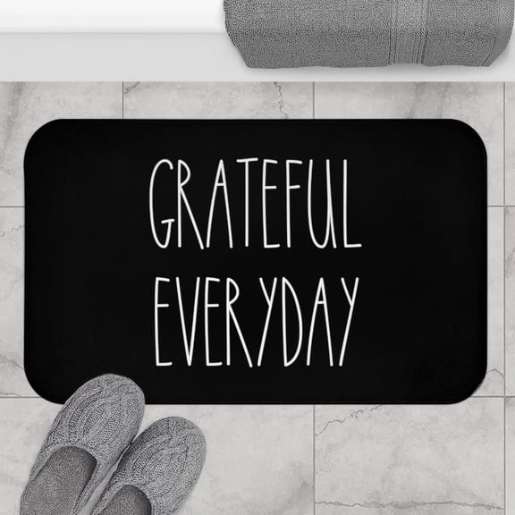 Rae Dunn Inspired Bath Mat, Grateful Everyday Bath Rug, Cute Funny Couple Bath Mats for Bathroom, Simple Minimalist, Farmhouse, Country Home Decor 24"X 36"