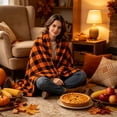 thumbnail image 4 of QISIWOLE Black and Orange Buffalo Plaid Blanket, 27x39in Soft Halloween Flannel Blanket for Sofa, Orange Checkered Plaid Fall Christmas Couch Throw, Warm Cozy Fall Bed Blanket Decor Gift, 4 of 6