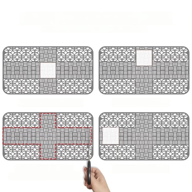 Alfombrilla de silicona cortable for fregadero, 26 x 13,7 pulgadas, resistente al calor, antideslizante con orificio de drenaje, multifuncional for cocina y baño, duradera y fácil de limpiar