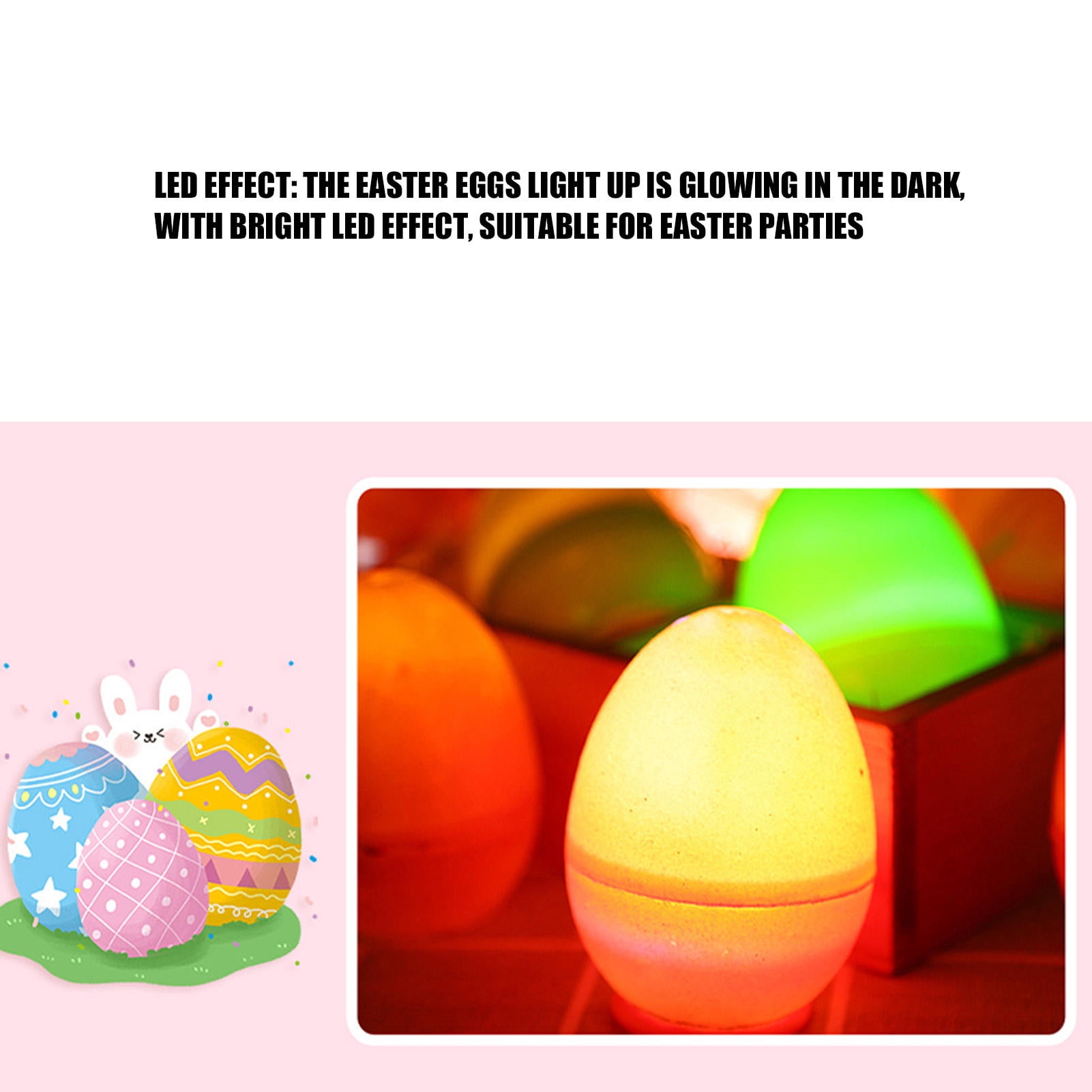 Yajisi 12Pcs Light-Up Easter Eggs, Glowing LED Plastic Eggs with Built-In Batteries, Warm Light Holiday Decor, 2.4x1.8in