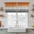 thumbnail image 2 of Orange Gray Tier Curtains, Farmhouse Retro Gradient Wooden Grain Light Filtering Kitchen Curtains, 2Pcs Rod Pocket Half Window Treatments Panels for Sink Cafe Cabinet Camper 27.5x24 Inches, 2 of 9