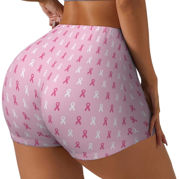 Fotbe Breast Cancer Awareness5 Shorts Sin Costuras – Shorts Deportivos de Cintura Alta para Mujer, Elásticos para Gimnasio, Yoga, Running o Ciclismo-Medium