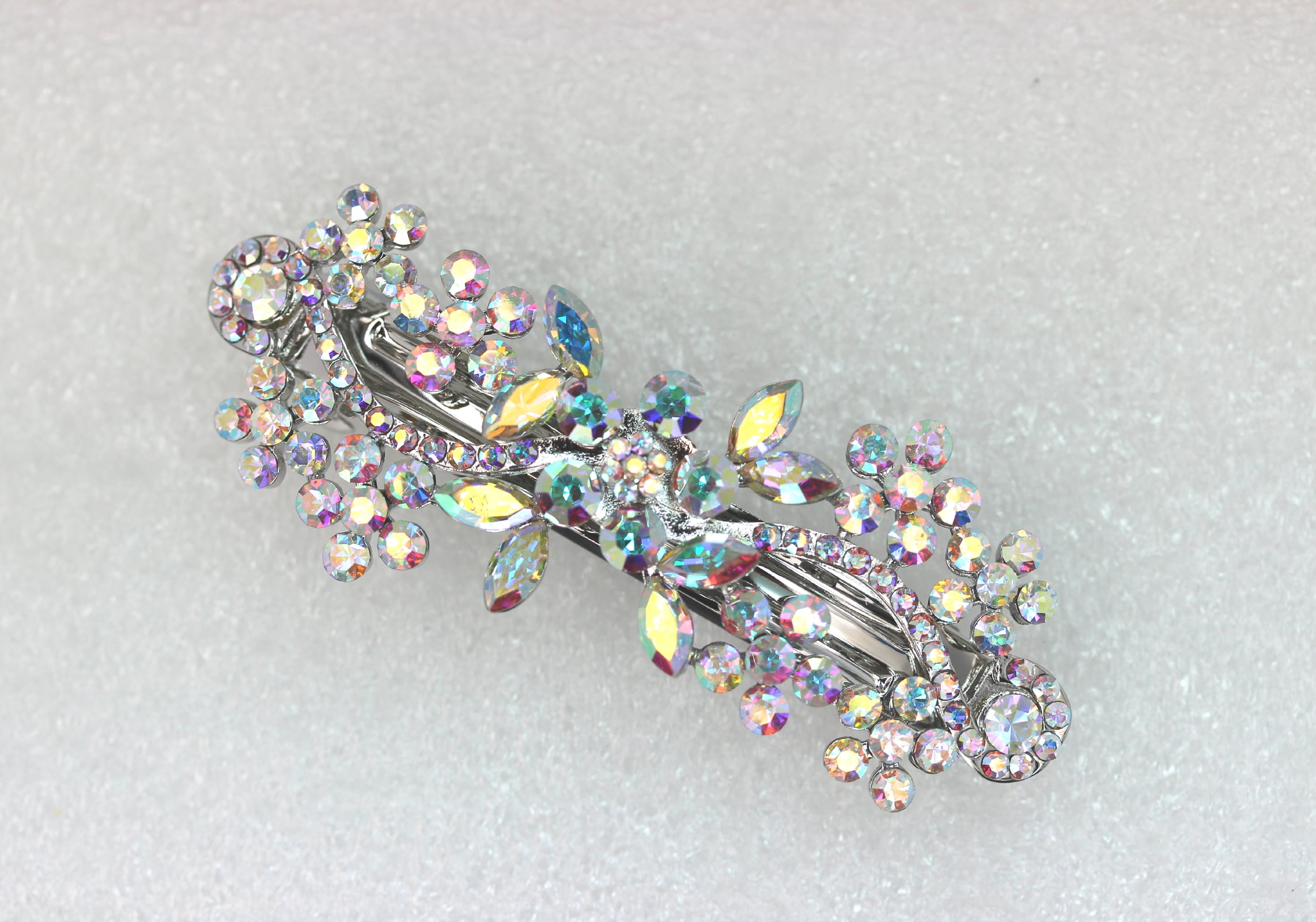 Faship Multicolors AB Floral Crystal Hair Barrette Clip