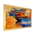 thumbnail image 2 of Boats During Warm Colored Sunset In The Harbor I 40 in x 30 in Framed Painting Canvas Art Print, by Designart, 2 of 4