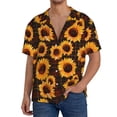 thumbnail image 3 of Honeii 's Red Black Plaid Sunflower for men's short-sleeved button-up collared shirt featuring a pocket, perfect for beach vacations, and travel adventures., 3 of 5