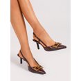 thumbnail image 5 of On feet & in love Women's Pointed Toe Geometric Buckle Slingback Heels - Dual Strap Stiletto Dress Pumps with Adjustable Ankle Strap,6,Wine-red, 5 of 8