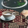 thumbnail image 3 of Ambesonne Ethnic Fitted Round Tablecloth, Oriental Floral Motif Print, 36"- 40" Diameter, Raspberry Beige Black, 3 of 5