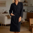 thumbnail image 7 of Bxsruta Womens Bathrobe Long Sleeve V Neck Bath Robe Belted Lounge Sleepwear, 7 of 7