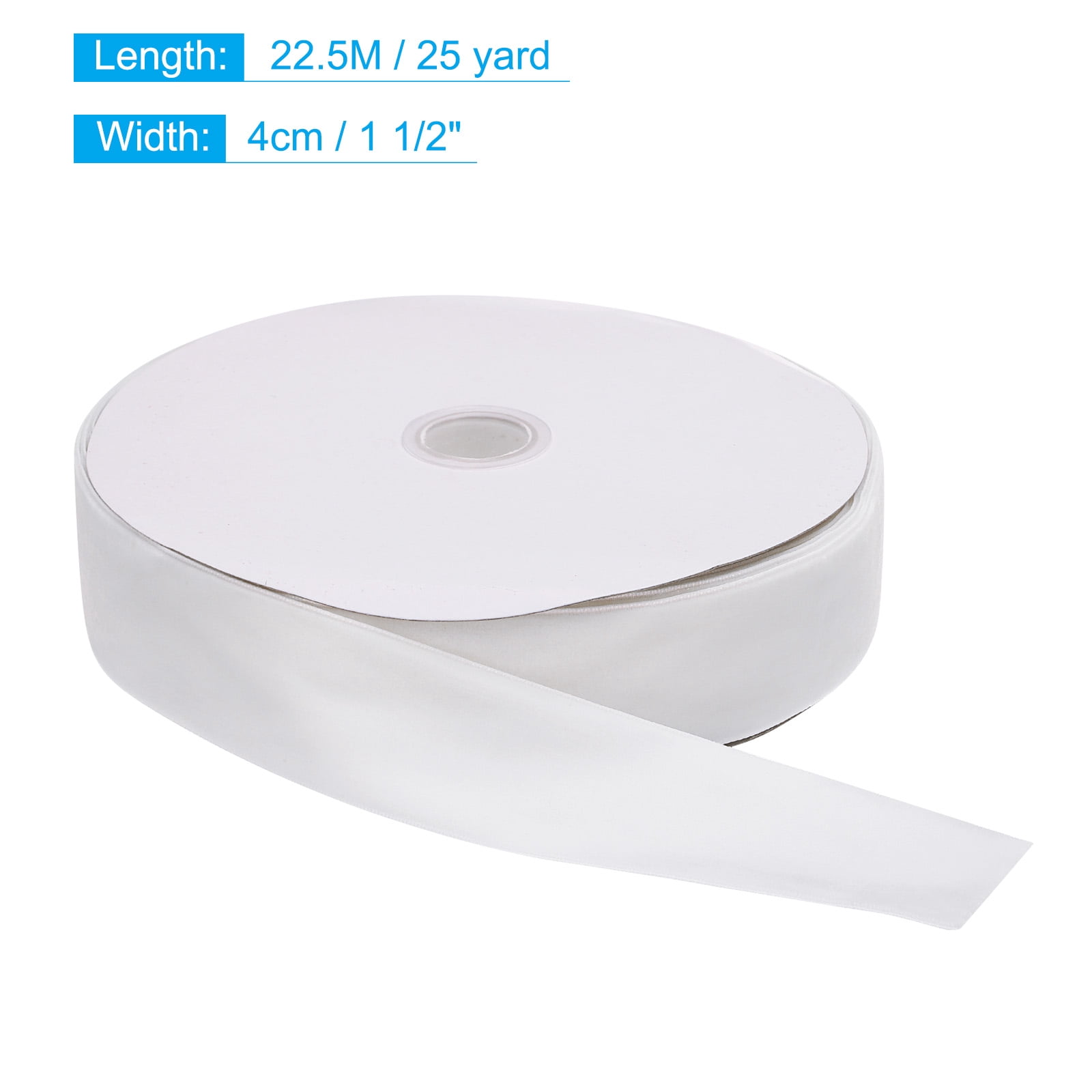 Uxcell Velvet Ribbon Single Face Spool Silky Velvet Fabric for Bouquets DIY Crafts Gift Wrapping Wedding Party White 1 1/2" x 25 Yard