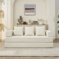 thumbnail image 2 of SESSLIFE Sofa Bed, Convertible Chenille Fabric Boneless Couch, Sleeper Sofa with Pillows & Storage Pocket, No Assembly Folding Pull Out Couch for Living Room, Beige, 2 of 9