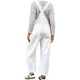thumbnail image 5 of Women Sleeveless Denim Overall Pants Casual Loose Barrel Leg Jeans Jumpsuit with Pockets, 5 of 6