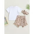 thumbnail image 4 of Bagilaanoe 3pcs Newborn Baby Girls Short Pants Set Short Sleeve T-Shirts Tops + Leopard Shorts + Headband 6M 12M 18M 24M Infant Casual Summer Outfits, 4 of 8
