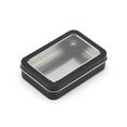 thumbnail image 1 of stanreset Metal Rectangle Storage Window Case Sealing Organizer Packaging Box Money Jewelry Necklace Coin Key Traveling Window black 107*73*25mm, 1 of 6