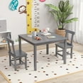 thumbnail image 4 of Costway Wooden Kids Table and 2 Chairs Set with Rubber Wood Legs Anti-slip Foot Pads Gray, 4 of 10