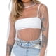thumbnail image 1 of Camiseta De Malla Transparente Brillo Lentejuelas Sexy See Through Camisas Camiseta de malla de manga larga Top (Blanco XL) Cgtredaw Para estrenar, 1 of 1