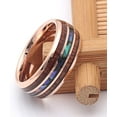 thumbnail image 3 of Tungsten Wedding Band Ring 8mm Men Women Koa Wood Abalone Ginger Lyne Collection, 3 of 5