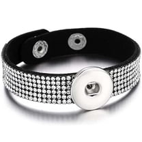 Choose Color | Rhinestone Suede 8.5in. Bracelet Snap Jewelry Fits 18MM 20MM Ginger Charm Buttons