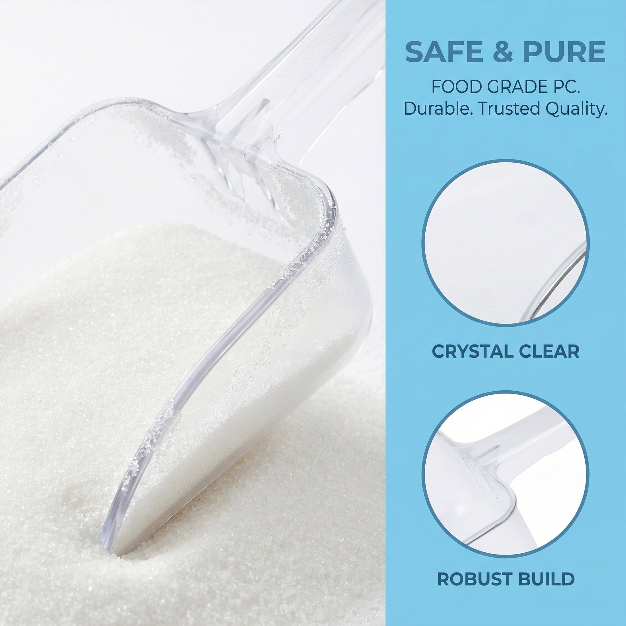 Unique Bargains Easy Clean Plastic Kitchen Use Ice Scoop Clear-3PCS 11.2*5.1inch